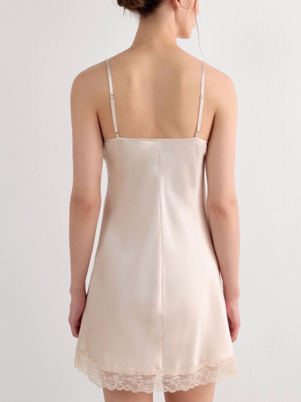 intimissimi Silk Slip with Lace Insert Detail Chemise Ivory Beige S/M - Picture 9 of 11